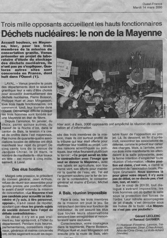 Ouest France du 14.3.2000