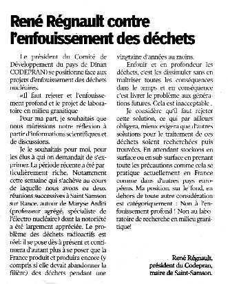 Petit Bleu du 30.3.2000 Ren Rgnault
